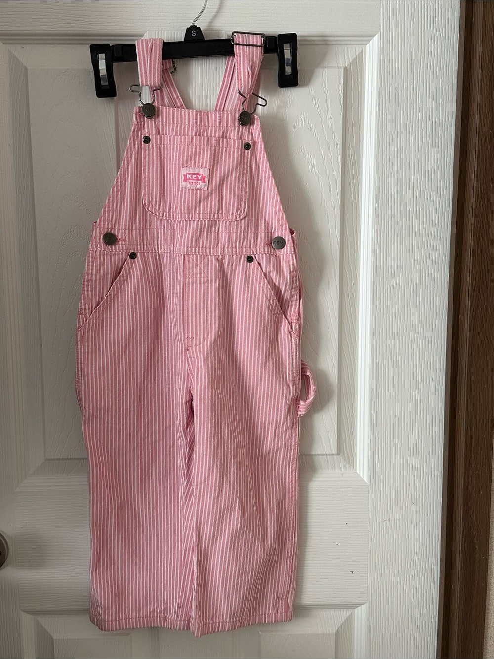 Key Pink Stripe Kids' Overalls 3T